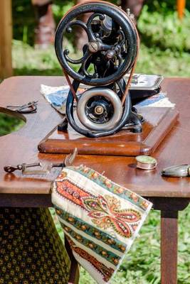 Book cover for Antique Sewing Machine with Quilt Blocks Journal