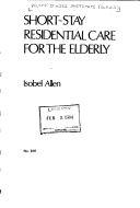 Cover of Short-Stay Residential Care for the Elderly