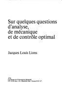 Book cover for Sur Quelques Questions D'Analyse, de Mecanique Et de Controle Optimal