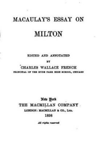 Cover of Macaulay's Essay on Milton