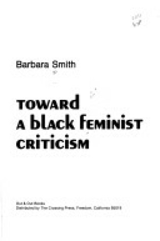 Cover of Toward a Black Feminist Criticism