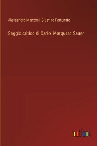 Cover of Saggio critico di Carlo Marquard Sauer