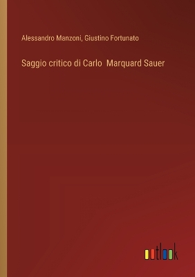 Book cover for Saggio critico di Carlo Marquard Sauer