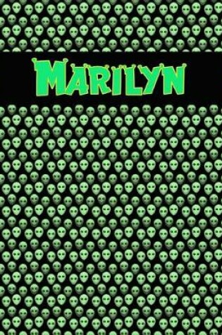 Cover of 120 Page Handwriting Practice Book with Green Alien Cover Marilyn