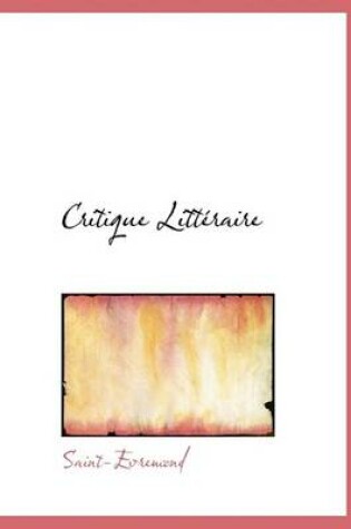 Cover of Critique Litt Raire