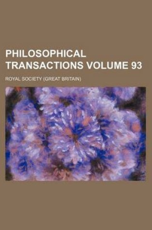 Cover of Philosophical Transactions Volume 93