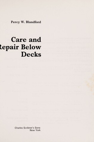 Cover of Care and Repair Below Decks