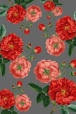 Cover of Vintage Red Roses Gray Journal Notebook