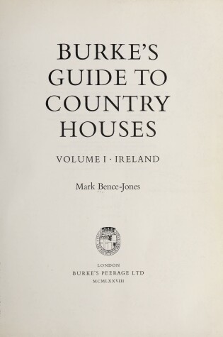 Book cover for Burke's Guide to Country Houses