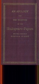 Book cover for Apology for the Believers in the Shakespeare Papers Which Were Exhibited in Norfolk Street