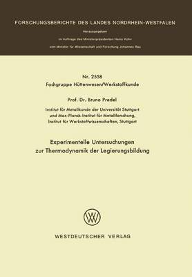 Cover of Experimentelle Untersuchungen Zur Thermodynamik Der Legierungsbildung