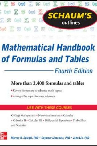 Cover of Schaum's Outline of Mathematical Handbook of Formulas and Tables, 3ed