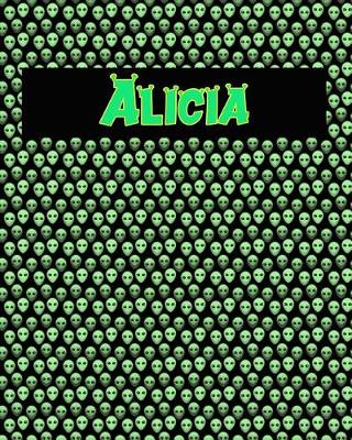 Book cover for 120 Page Handwriting Practice Book with Green Alien Cover Alicia