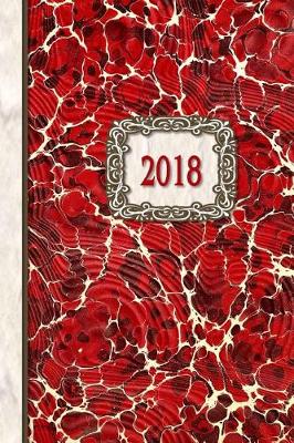 Book cover for 2018 Diary Red Marble Design