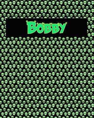 Book cover for 120 Page Handwriting Practice Book with Green Alien Cover Bobby