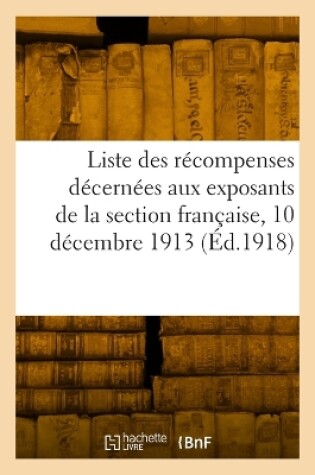 Cover of Liste des récompenses décernées aux collaborateurs et coopérateurs