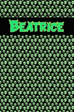 Cover of 120 Page Handwriting Practice Book with Green Alien Cover Beatrice