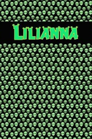 Cover of 120 Page Handwriting Practice Book with Green Alien Cover Lilianna