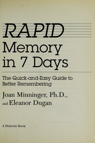 Cover of Rapid Memory in 7 Days: Excell-Erated Skills