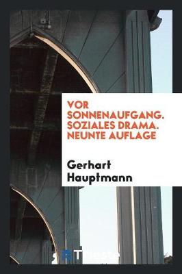 Book cover for VOR Sonnenaufgang. Soziales Drama