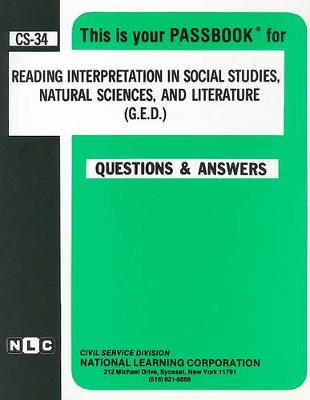 Book cover for READING INTERPRETATION IN SOCIAL STUDIES, NATURAL SCIENCES AND LITERATURE