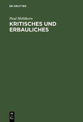 Book cover for Kritisches Und Erbauliches