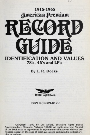 Cover of 1915-1965 American Premium Record Guide