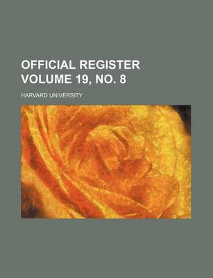 Book cover for Official Register Volume 19, No. 8