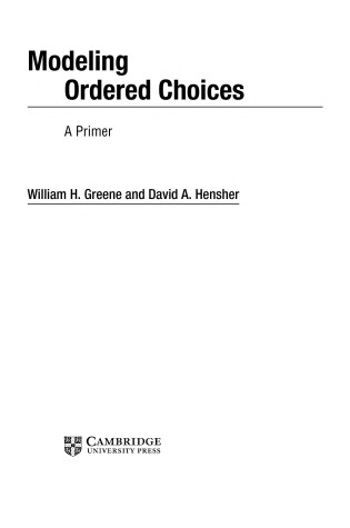 Cover of Modeling Ordered Choices