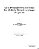 Book cover for Goal Programming Methods for Multiple Objective Integer Programs