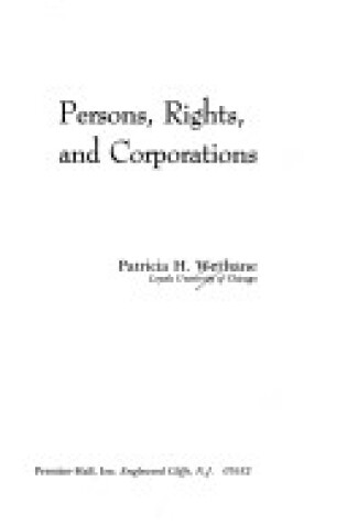 Cover of Persons, Rights, and Corporations