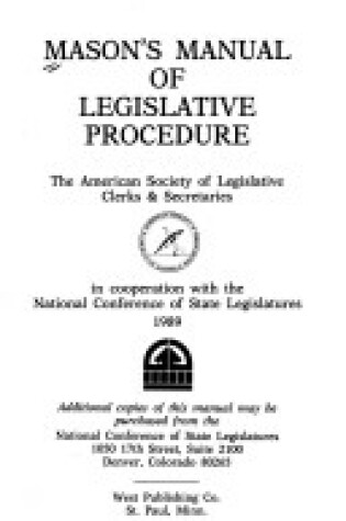 Cover of Mason's Manual of Legislative Procedure