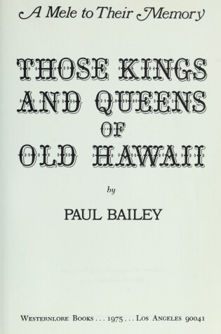 Cover of Those Kings & Queens of Old Hawaii