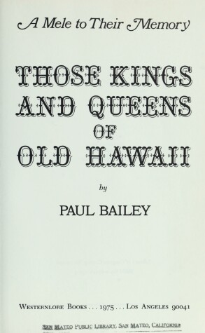 Book cover for Those Kings & Queens of Old Hawaii