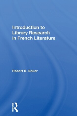 Cover of Introduction to Library Research in French Literature