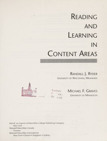 Book cover for Reading and Learning in Content Areas