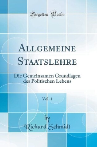 Cover of Allgemeine Staatslehre, Vol. 1