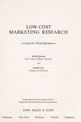 Cover of Low-cost Marketing Research