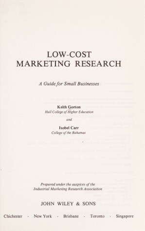 Book cover for Low-cost Marketing Research