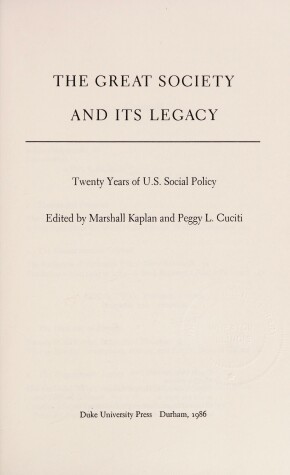 Book cover for The Great Society and Its Legacy