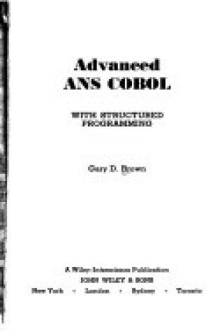 Cover of Advanced A.N.S. Cobol with Structured Programming