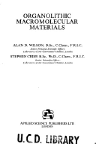 Cover of Organolithic Macromolecular Materials