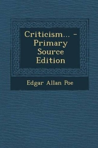 Cover of Criticism... - Primary Source Edition