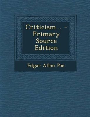 Book cover for Criticism... - Primary Source Edition