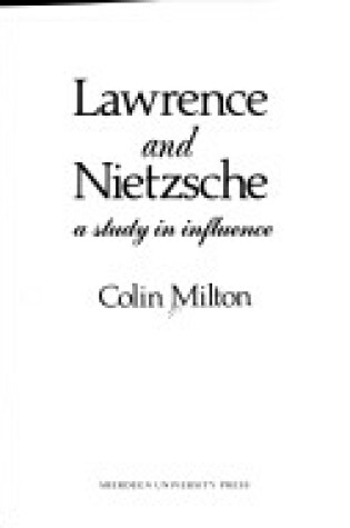 Cover of Lawrence and Nietzsche