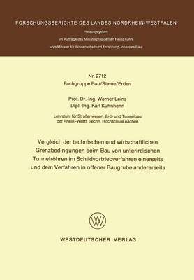 Book cover for Vergleich Der Technischen Und Wirtschaftlichen Grenzbedingungen Beim Bau Von Unterirdischen Tunnelroehren Im Schildvortriebverfahren Einerseits Und Dem Verfahren in Offener Baugrube Andererseits