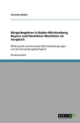 Book cover for Burgerbegehren in Baden-Wurttemberg, Bayern und Nordrhein-Westfalen im Vergleich