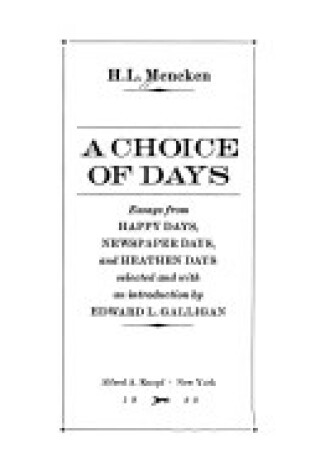 Cover of A Choice of Days