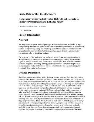 Book cover for High Energy Density Additives for Hybrid Fuel Rockets to Improve Performance and Enhance Safety