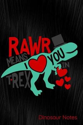 Book cover for Rawr Means I Love You in T-Rex Dinosaur Notes